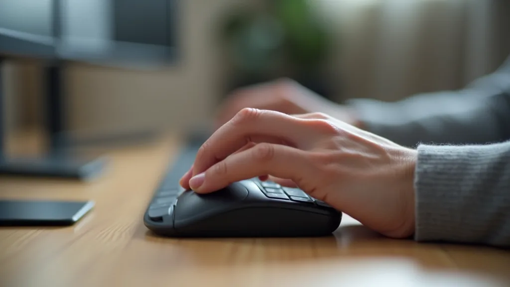 A hand on a computer mouse