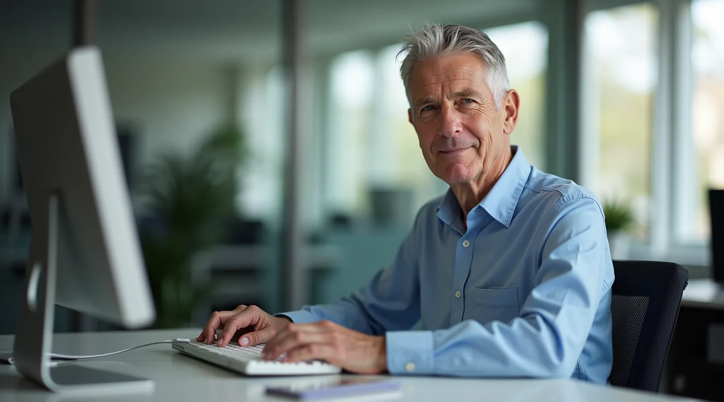 An adult working at a computer